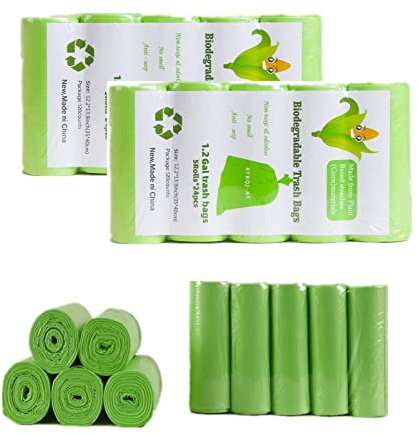 RTBQJ-AT 3–5 l Müllbeutel, 240 Stück, Lebensmittelabfallbeutel, kleine biologisch abbaubare Müllbeutel für Zuhause, Büro, Rasen, Badezimmer, WC-Abfalleimer (grün, 35 cm x 40 cm)
