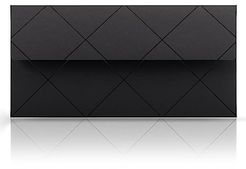 10 kuvert kuvert svart 110 x 220 mm för gratulationskort, kuponger pengar inbjudankuvert geometriskt mönster romber