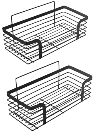 Ibergrif M34036B Estante de Ducha, Estantería Baño sin Taladros, Organizador Ducha Autoadhesivo, Montaje de Pared, 2 Piezas, Negro