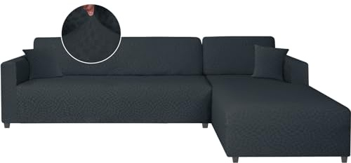 Ystyle Sofabezug L Form Stretch Links/Rechts, 2+3 Sitzer, Dunkelgrau | Elastisch Sofabezug Ecksofa Couchbezug L Form, Universal Sofa Überzug Ecksofa, Couch Cover L Shape Sofaschoner Schonbezug