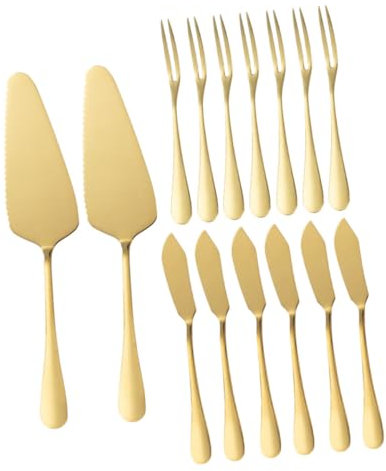 BESTonZON 1 Jeu Spatule à Gâteau En Acier Inoxydable Ensemble De Coupe De Gâteau De Mariage Ustensiles De Coupe De Gâteau Fourchettes à Fruits Serveur De Pâtisserie Ménage Couperet à Viande