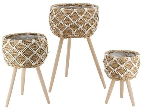 Cache-Pots en jonc sur Pieds (Lot de 3)