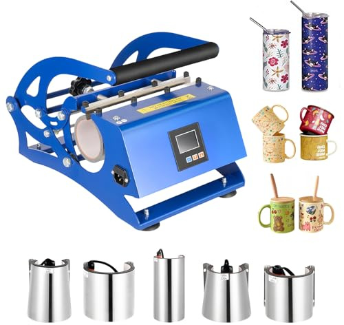 JAYEUW 6 in 1 Mug Sublimationspresse 600W - 200 ℃ Tassenpresse Sublimationspresse Becher Hitzepresse Maschine mit 6 Untersetzer