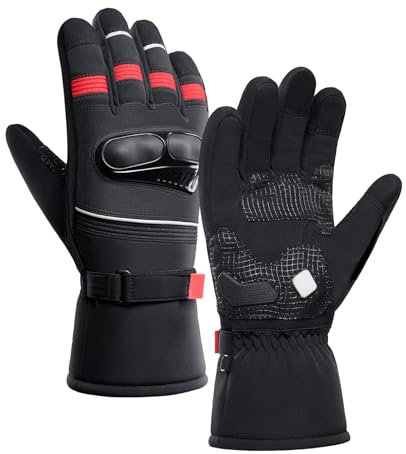 Veeteah Herren-Motorradhandschuhe,Motorrad-Winterhandschuhe | Warme Winter-Fahrradhandschuhe,wasserdichte Touchscreen-Thermohandschuhe, Handschuhe für kaltes Wetter zum Skifahren, Radfahren, Laufen