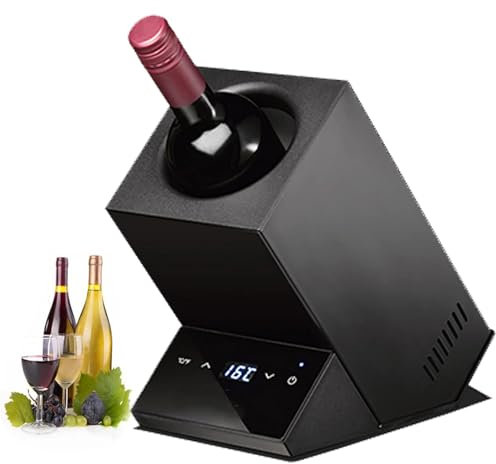 Enfriador de Vino eléctrico, Enfriador de Botellas de Vino portátil para Vino y champán de 750 ml, Enfriador de Vino de una Sola Botella en el Patio,Black