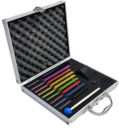 iFutniew Stimmgabel-Set mit 9 Stimmgabeln für Heilung, Klangheilung, Körperhaltung mit Aluminium-Geschenk-Box, Stimmgabel-Set, Chakra-Stimmgabel-Set