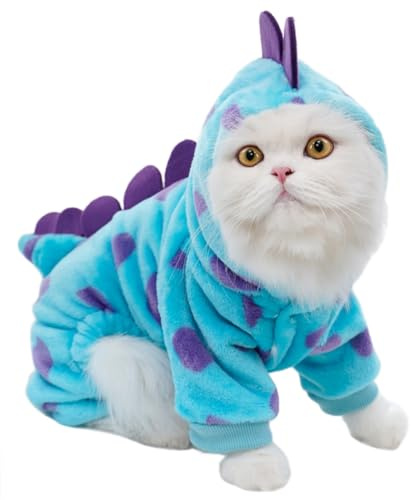 XIAOYU divertente cane dinosauro costumi vestiti per animali domestici per il piccolo cane gatto, inverno caldo cucciolo hoodies pet jumpsuit abbigliamento per Halloween Natale, S