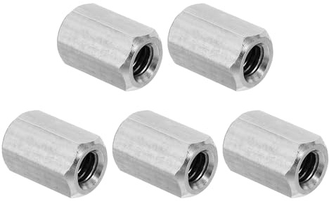 PATIKIL 5/16-18 UNC 304 Edelstahl Sechskant Kupplungsmuttern, 5 Stück 1/25mm Langmutter Gewindehülse Sechskantmutter Edelstahl Kupplungsmutter Gewindemuffe Gewindeeinsatz, Silberton