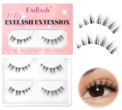 FADLASH Volymögonfransar, 3D Fake Lashes Natural Look, Natural Look Falska Mjuka Fluffiga Ögonfransar Återanvändbara Konstgjorda Ögonfransar, 2 Mini Box (Svart)