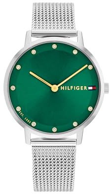 Tommy Hilfiger Zwei-Zeiger-Quarzwerk-Uhr für Damen mit Edelstahlarmband (Glieder- oder Mesh-Armband), aus Leder oder Silikon