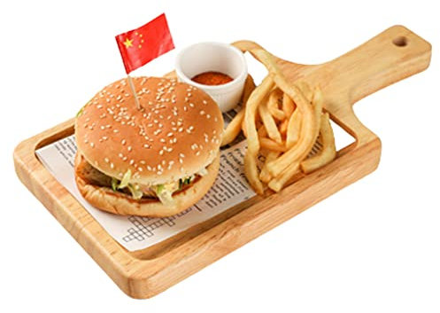 KHDONT Spacious Steak Plate Cutting Board Sushi Plate Cheese Boards Charcuterie Boards With Handle French Fries Fried Chicken Bread Plate Multifunction