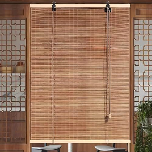 Eiauiuo Natürlicher Bambusrollo Bamboo Blinds Bambusvorhang Fenster und Türen Dekorativ Jalousie Holz Raffrollo Seitenzugrollo Sonnenschutz Sichtschutz Verdunkelungsrollo Innenbereich blickdicht Rollo
