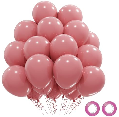 Rosa ballonger 52 stycken ballonger retro rosa födelsedag, ballonger bröllop vintage heliumballonger babyparty bröllop fest dekoration födelsedagsdekoration rosa, 30 cm