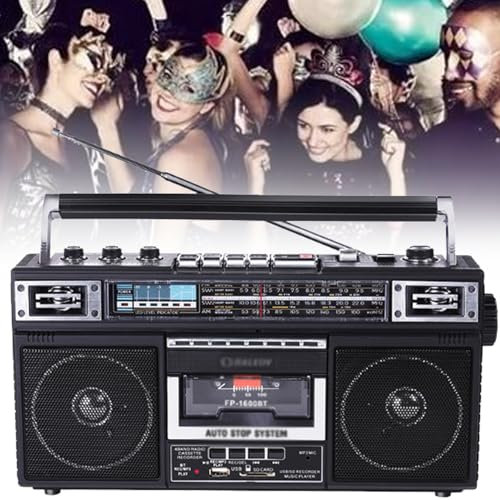 NVYAZJ Retro-Kassettenradio, 3-Band-Kassetten-Plattenspieler, Stereo-Zweikanal, Unterstützt SD/USB-Kartenwiedergabe Und Bluetooth 5.0-Funktion Für Kopfhörer Und U-Disk