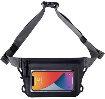 DGOINGPI Tauchtasche wasserdichte Hüfttasche mit verstellbarem Hüftgurt, Bildschirm berührbarer Trockensack, doppelte Innentasche für Schwimmen wasserdichte Mehrzwecktasche(Black)