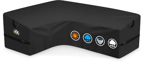 Zettum L-Shaped Outdoor Furniture Covers Waterproof, 600D PU Patio Cover for Outdoor Sofa with Buckles, Heavy Duty Corner Sofa Cover Waterproof Garden Furniture Covers (147x215x80cm)
