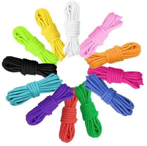 Jyvlucient 12 Colors Paracord Bracelets Paracord Cord 550 Multifunction Paracord Bracelet Ropes Parachute Cord Outdoor for DIY Outdoor Activities Keychain Dog Leads