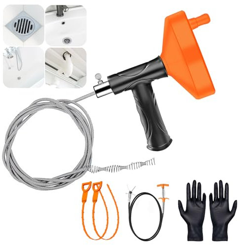 Spirale de nettoyage de canalisations 10 m - Outil de débouchage - Pour canalisations, cuisine, salle de bain, douche, WC, canalisations bouchées, ouvre-canalisations