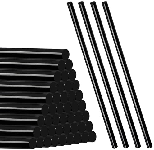 47 stycken varmlimstavar 11 mm x 200 mm, limpinnar för limpistolpinnar, svarta hetlimpistoler, limpinnar varmlimpinnar för gör-det-själv, reparation hantverk (svart)