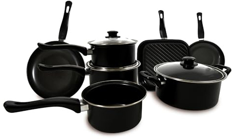 Carter & Clay 10 Piece Cookware Pots & Pans Set (Black)