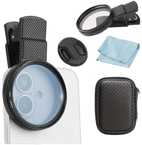 Filtro Polarizador Movil 52mm, FORMVERSITY Circular Filtro Polarizador Cpl de Lente De Teléfono, Clip-on filtros Cpl Práctico Accesorios Movil, Lentes para teléfono para iPhone、para Samsung、Android