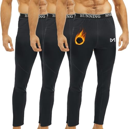 MEETYOO Pantalon Thermique Homme Legging Homme Thermique Pantalon Cuissard Long Hiver pour Sport,Randonnée,Vélo,2/3 Pack