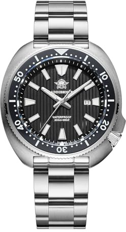 ADDIESDIVE Mens Dive Watch Sapphire Crystal Waterproof 200 M Quartz Movement Date Display BGW9 Luminous Slim Diver Watch Ventilation Texture Dial