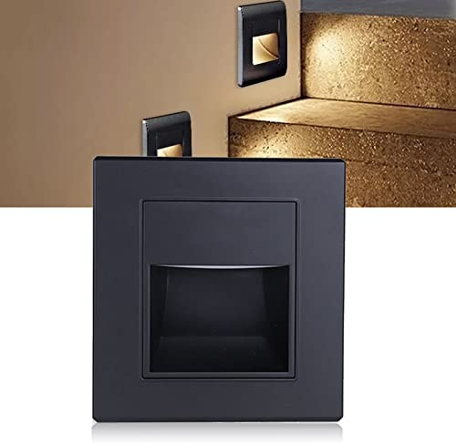 BigKing Set di 3 luci da passeggio a LED da incasso a parete, 3000 K, luce calda (quadrata), lampada da parete, per scale, corridoi, camera da letto