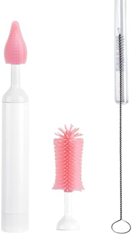Electric Bottle Brush Cleaner Tool Kit Long Handle Replaceable Cleaning | Electric Bottle Cleaner Straw Brush Cleaning Supplies Cleaning for Travel Kitchen Cup Mug Glass Mom Women
