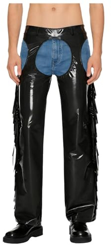 Alvivi Pantalon Ouvert Entrejambe Homme Similicuir Pantalon Large Chaps De Cow-Boy Costume Carnaval Disco Party