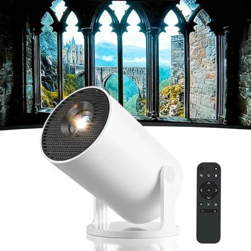 Mini 210° Smart projektor, 4k Smart MovieProjector, Inbyggd högtalare, WiFi & Bluetooth, 20+ fönsterscener, for sovrum eller vardagsrum