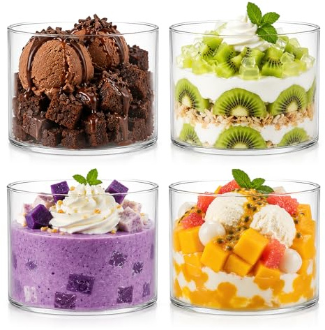 Glasskålar, glasskålset, eleganta glassserveringsglas, dessertglas, dessertglas, dessertglas, dessertskål för dessertkoppar (cylinder 400)