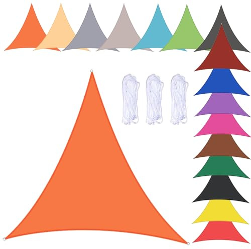 Vela Ombreggiante Impermeabile Tenda da Sole per Esterno Giardino Triangolare Tende Vela Parasole 90% UV Protezione Telo Ombreggiante con Occhielli- orange|| 4x4x5.7m