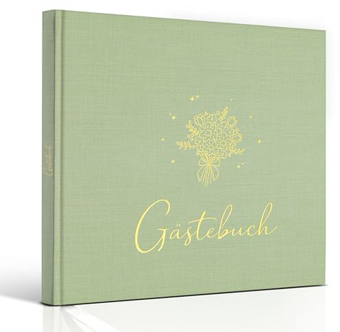Hochzeitsgästebuch – Leinen Hardcover mit Goldprägung | 84 Blanko-Seiten für Wünsche & Erinnerungen