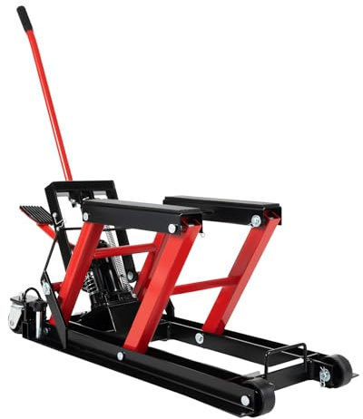 Candygou Motorcykel lyftplattform hydraulisk 680 kg/1500 pund, motorlyftare, monteringsstativ, 10,4 – 14,37 tum lyfthöjd, hydraulisk motorcykellyftare för reparation och underhåll i garage verkstad