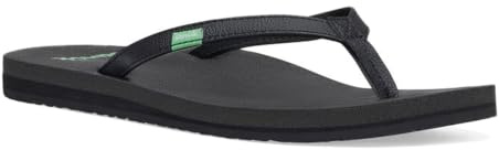 Sanuk Yoga Joy | Flip Flops for Women | Yoga Sandals For Women | Women's Beach Sandals | Memory Foam Footbed, Black, 10