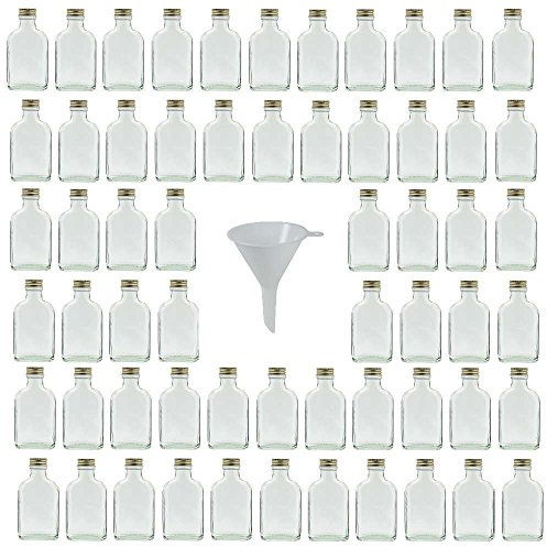 60 Glasflaschen 100 ml mit Schraubverschluss zum Selbstbefüllen inkl. einem Einfülltrichter Ø 7 cm