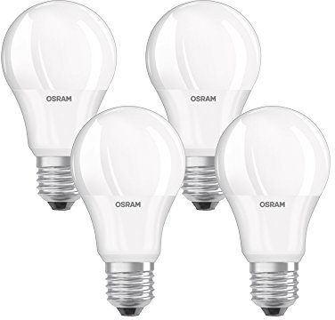 Osram LED Base Classic A Lampe, in Kolbenform mit E27-Sockel, nicht dimmbar, Ersetzt 60 Watt, Matt, Warmweiß - 2700 Kelvin, 4 Stück (1er-Pack)
