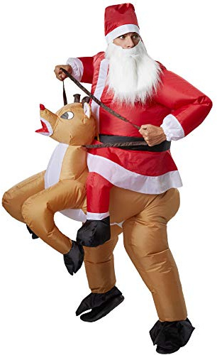 dressforfun 302358 - Aufblasbares Unisex Kostüm Santa Claus auf einem Rentier reitend