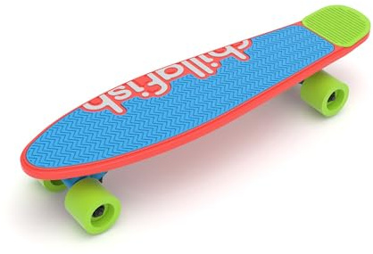 Chillafish Skatie, Einsteiger Skateboard für Kinder ab 3 Jahren, mit langem Radstand für mehr Stabilität, mehrere Decks & Heck Farboptionen, Rot