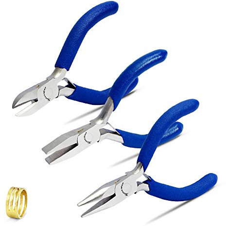 SPEEDWOX Flachzangen-Set für Schmuckherstellung Reparatur 3 Stück 7,6 cm Mini-Kettenzange lange Nase feine Zange Seitenschneider Schneider-Bastelset kleine Größe professionelle Perlen-Werkzeuge