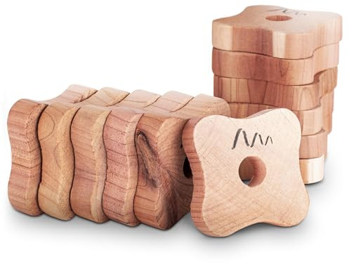 Gardigo Mottenschutz für Kleiderschrank, 12er Set aus Zedernholz | 10mm Bohrung, langlebiges Naturprodukt gegen Kleidermotten (Tineola Bisselliella), angenehmer Duft