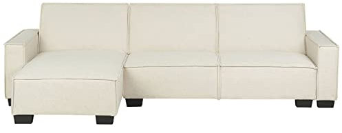 3-Sitzer Ecksofa rechts L-förmig Stoff hellbeige mit Schlaffunktion Romedal
