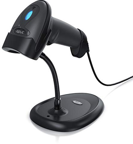 CSL - QR Barcode Scanner 2D - USB Laser Barcodescanner kabelgebunden - Single und Multi Scan - Bildschirm scannen - QR-Code + PDF 417 + Datamatrix + UPC + EAN + GTIN + ISBN – inklusive Halterung