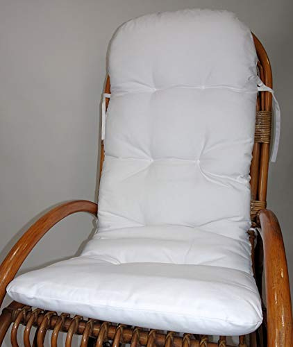 Rattani - Polster für Schaukelstuhl, Ersatzpolster Rattan Schaukelstuhl Gr. 125 x 50 x 7 cm, Fb. Bianco - Made in EU