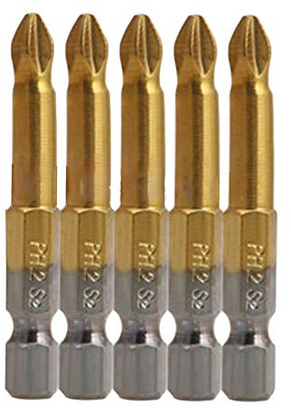 Lot de 5/10 embouts de tournevis cruciformes magnétiques antidérapants avec revêtement en titane 6,35 mm