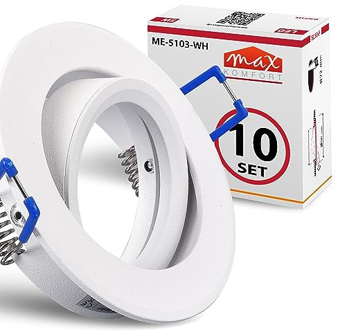10x Einbaustrahler IP20 mit GU10 Fassung RUND weiß schwenkbar Einbauspot Einbauleuchte Rahmen Rostfrei Deckenspot Strahler Spot 5103
