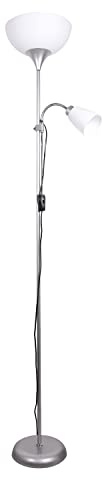 BEL AIR HOME - Lampada da terra Varese 1xE27 e 1xE14178cm - Ideale per soggiorni e studi - Design moderno e funzionale - Lampada da lettura regolabile (ARGENTO)