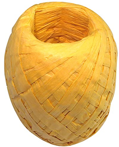 AERZETIX - C51835 - Nastro in rafia su carta colorata - rotolo di filo decorativo per maglieria - 0.5-1cm x 40 metri - giallo mais - progetti creativi maglieria arte confezione regali festa