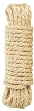 Sisal Rope for Cat Scratcher Cat Tree Repairing - 10 m / 32 ft of 8 mm Thick Natural Sisal Rope for Scratching Post Tower Replacement or Recovering, DIY Cat Scratcher, Gardening Bundling, Craft Deco